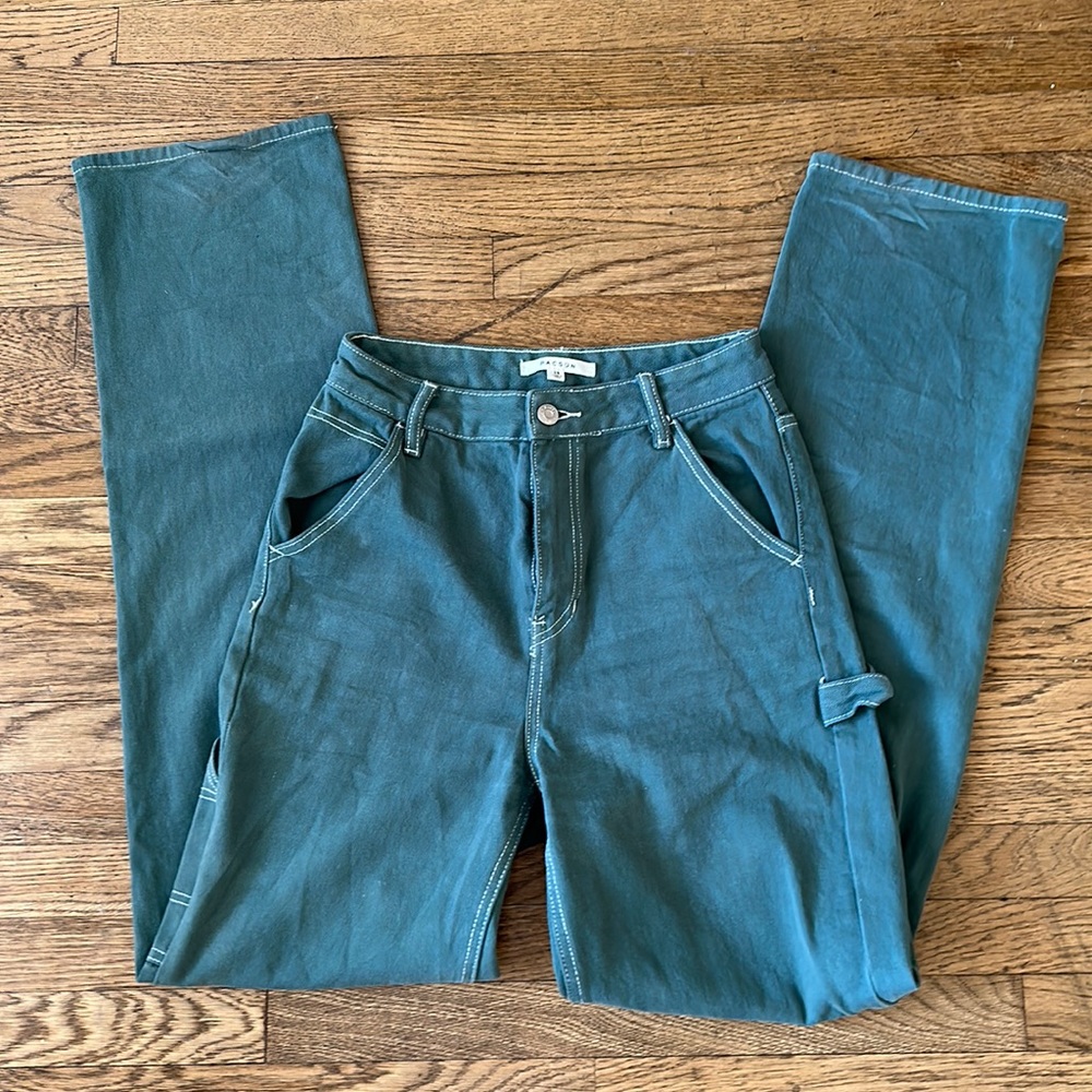 Pacsun Cargo Jeans Teal with white accents!!